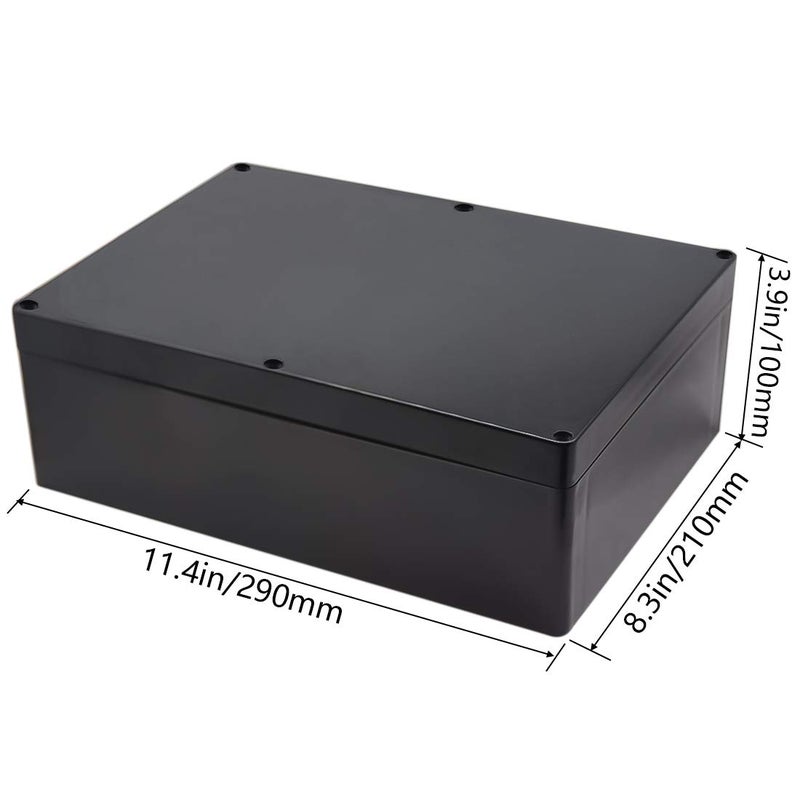 Zulkit Junction Box, Zulkit Project Box IP65 Waterproof Outdoor Box ABS Plastic Electrical Boxes Electronic Enclosure Black 11.42 x 8.27 x 3.94 inch (290 x 210 x 100 mm)(Pack of 1) - Image 2